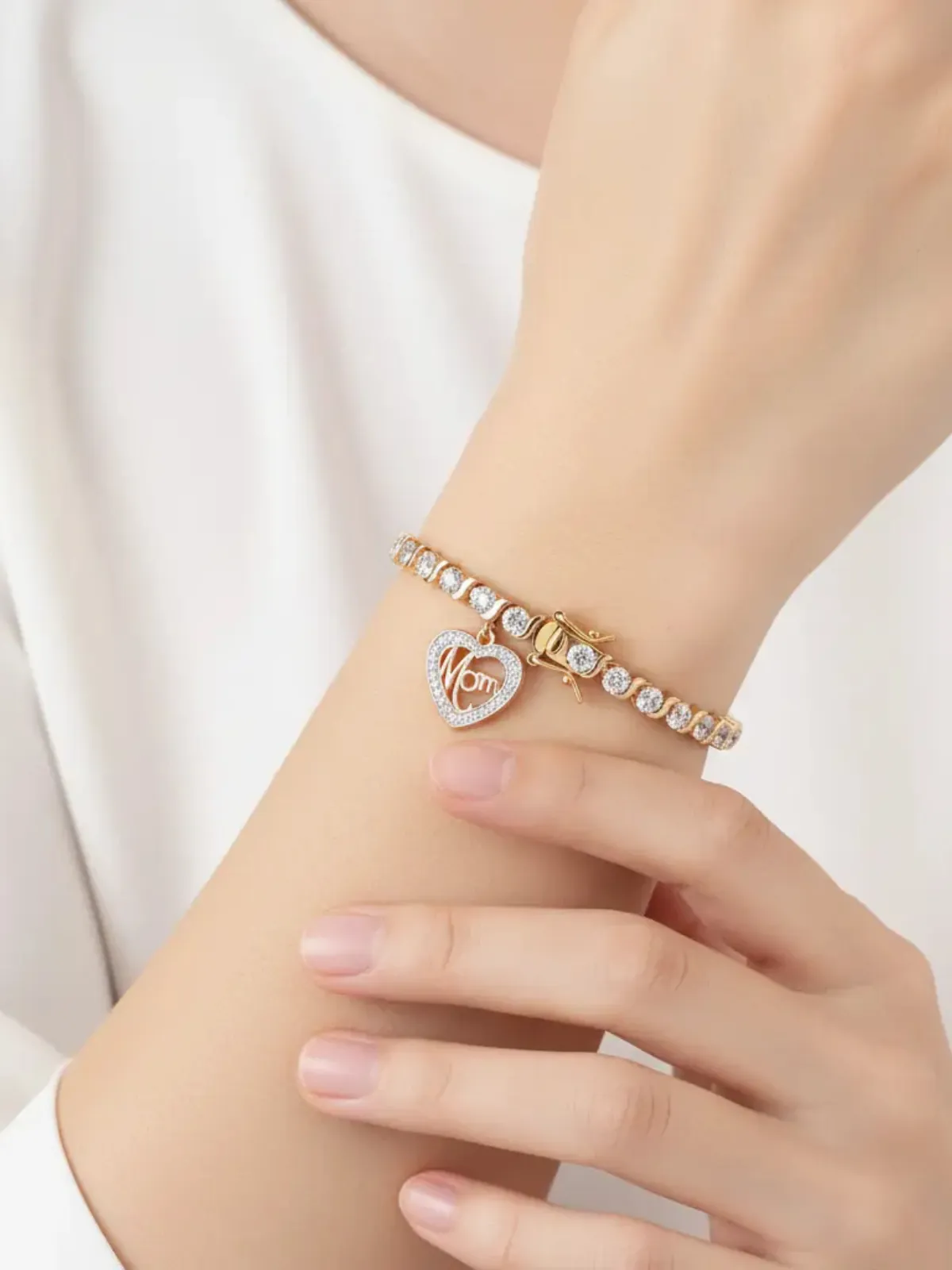 Model wrist shot wearing bracelet after AI conversion