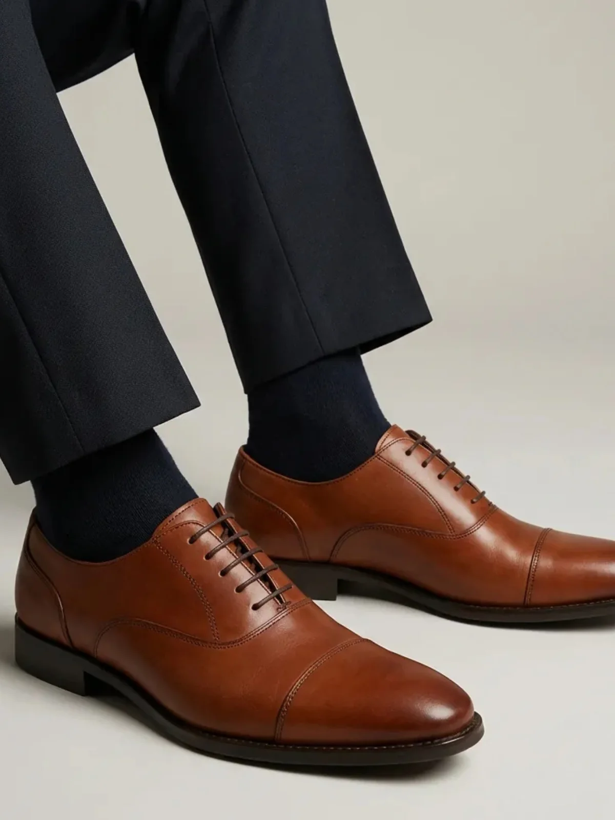 Model wearing shoes after AI conversion