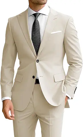 Beige suit product shot before AI modeling